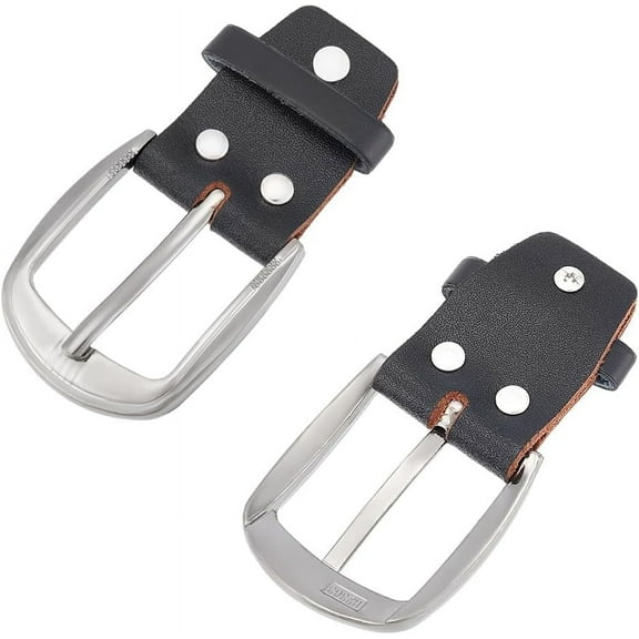 1Set 2Pcs Alloy & Cowhide Leather Roller Buckles Clasps for Men DIY Belt Accessories Rectangle Black 110x50x8mm