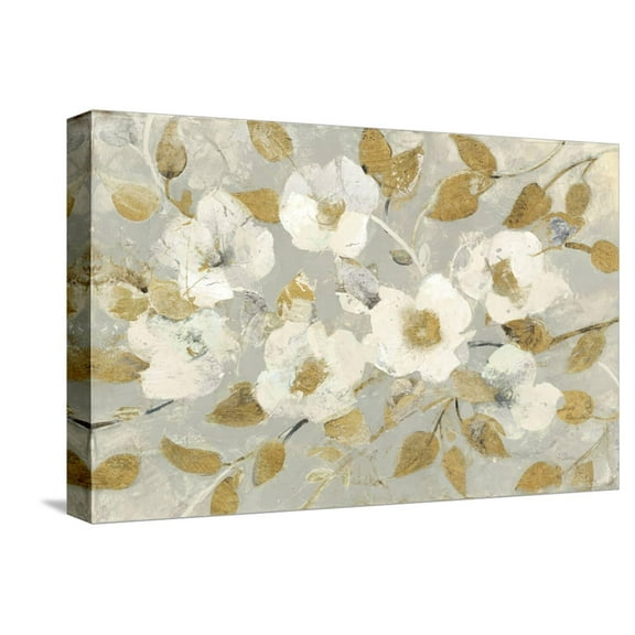 Art.com Fading Spring Gray and Gold Stretched Canvas Print Wall Art by Albena Hristova, 18" x 12"