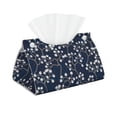 thumbnail image 2 of Lsque Cherry Blossoms on Navy Background Printed Long Tissue Box Cover Holder, Facial Paper Organizer Dispenser,Triangle with Bottom Belt, PVC Leather Decorative Organizer, 2 of 9