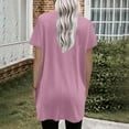 thumbnail image 4 of Fglymey Womens Summer Solid Color Square Neck Short Sleeve Dress With Pockets - Casual Athleisure Tee​​ Pink 2XL, 4 of 7