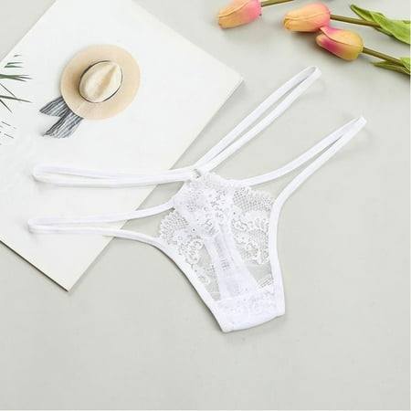 

Aayomet Women Panties Lace Women Jacquard Panties Ladies Sexy Open Crotch Beautiful Butt Embroidery Diamond T Pants White S
