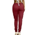 thumbnail image 5 of Up to 60% Off! pstuiky Cargo Pants Women Stretch Trousers Cargo Pantsr Activewear Baggy Trousers Tracksuit Jog Pants Sports Workout Gym Yoga Sweatpants Multi Pocket Leisure Wine XL, 5 of 5