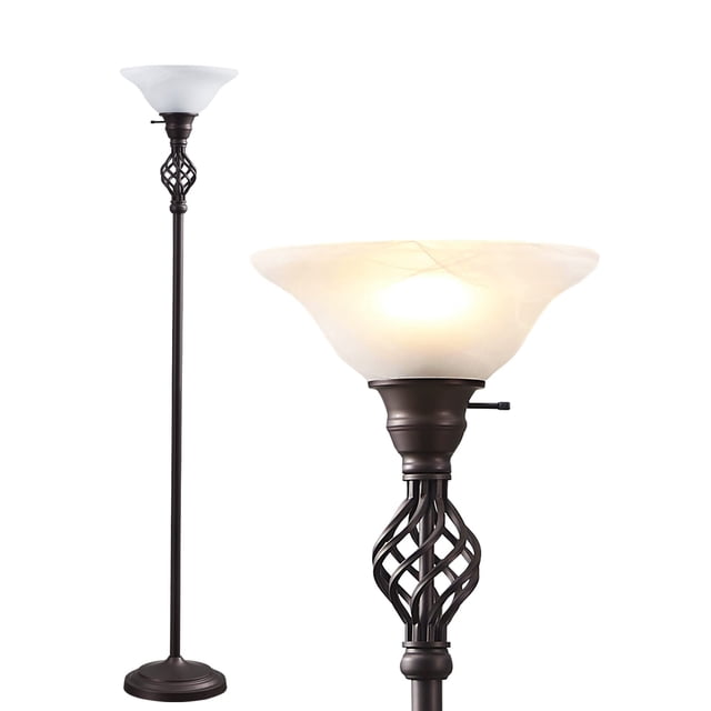 Lámpara de pie GyroVu Torchiere con pantalla de vidrio LED, rojo marrón
