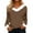 Brown, variant on Womens Trendy Fall Clothes 2025, Women's Autumn Winter Plush Collar Cuffs Christmas Solid Color Loose Casual Long Sleeved T Shirt Tops for Women 2025 Brown S