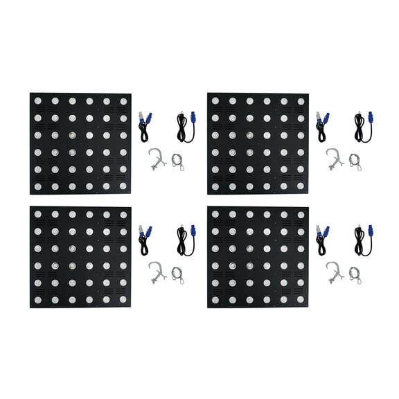 (4) Rockville STAGE MATRIX 36 RGB 6x6 Tri-Colored Matrix Blinder Lights DJ/Stage