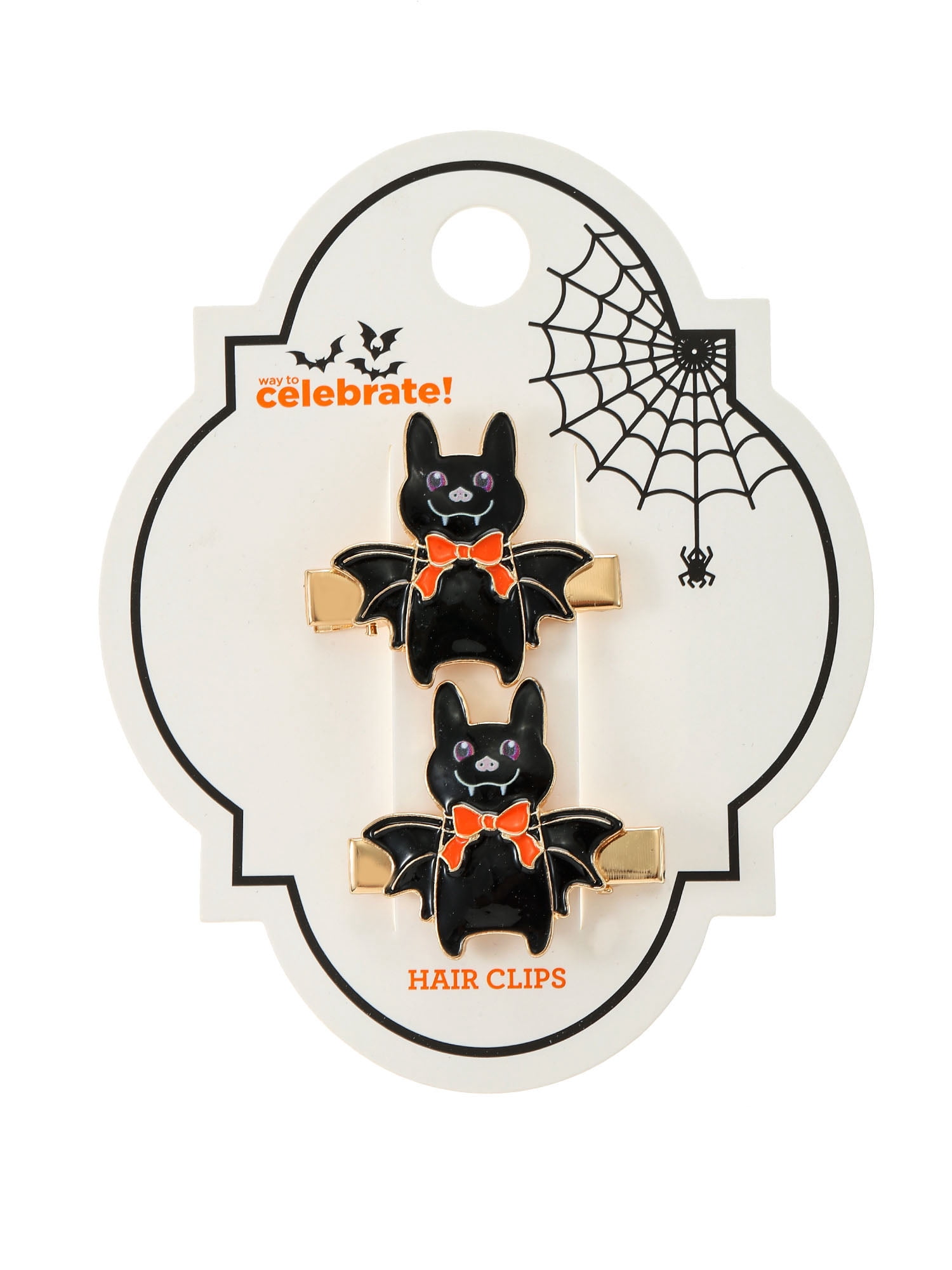 Way to Celebrate Bat Halloween Hair Clip Set, 2 Pieces