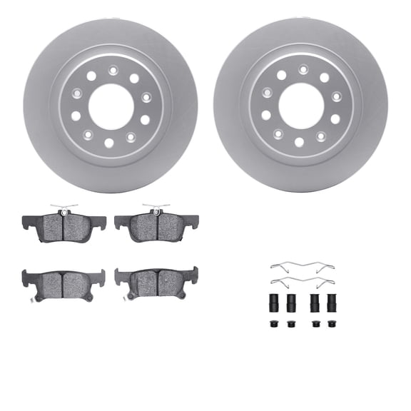 Dynamic Friction Company Rear Geospec Brake Rotors with 5000 Advanced Brake Pads includes Hardware 4512-47122
