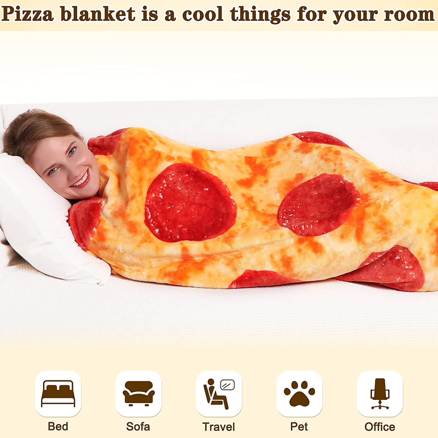 BECEFF Large Pepperoni Pizza Throw Blanket Double Sided for Adults &  Teenagers, Round Realistic Flannel Novelty Food Blanket, Funny Gifts for  Teen