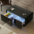 thumbnail image 3 of 41" Smart Fridge Coffee Table, 93L Refrigerator, Bluetooth, Touch Control Panel, 15W Wireless Charger, USB Ports, Speaker, Atmosphere Light, for Living Rooms, Offices, Conference Rooms– Black, 3 of 8