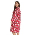thumbnail image 2 of Dreamcrest Women’s Snap-Front House Coat Flannel Duster Robe with Pockets (Red - Tossed Holiday, 2X), 2 of 3
