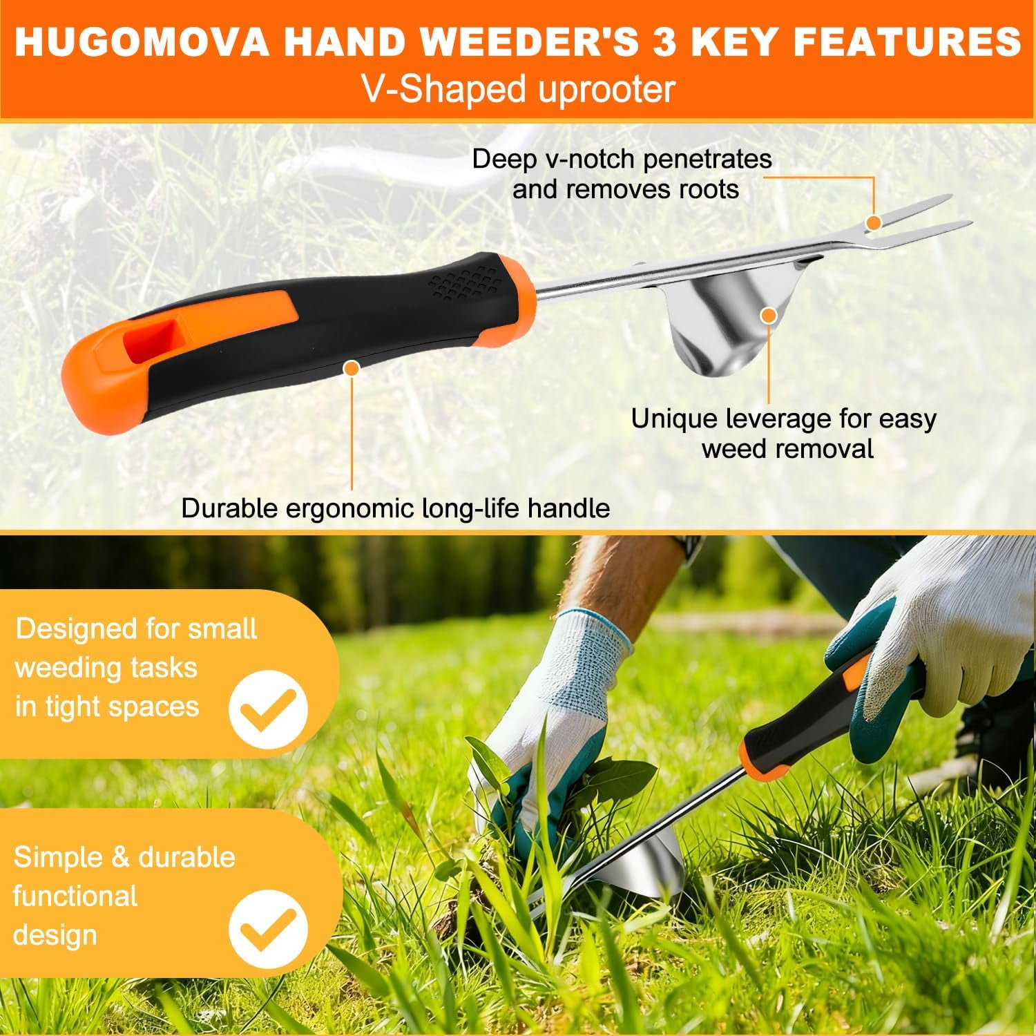 RGHJAR-2026 Weed Puller Tool, 4 Pack New Garden Stainless Steel Weeder Tool Hand Weeder Tool,Multi-Purpose Weed Remover Tool Weeding Tools for Gardening