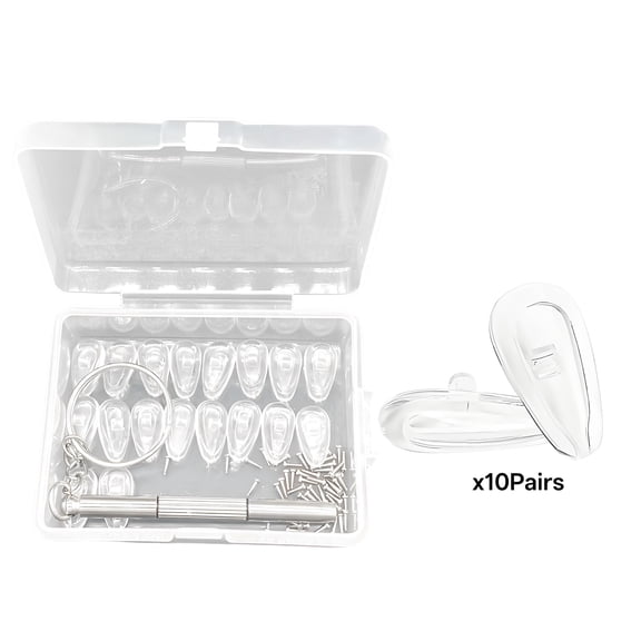 HBMYN 10 Pairs Eyeglass Nose Pads,Teardrop Shape Nose Pads for Glasses,Screw-On Nosepads,Anti-Slip Soft Silicone Nose Pads for Glasses Sunglasses