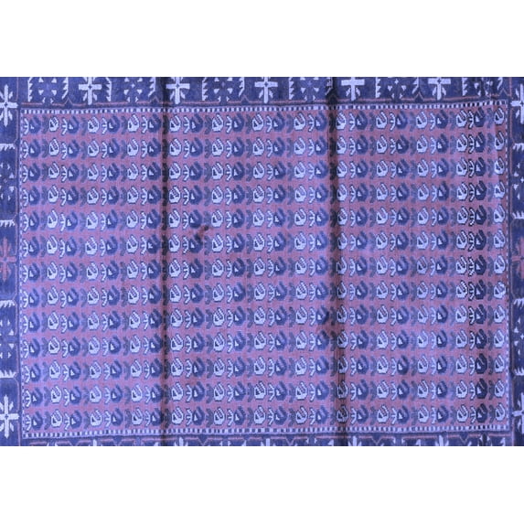 Ahgly Company Machine Washable Indoor Rectangle Persian Blue Traditional Area Rugs, 8' x 10'