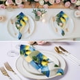 thumbnail image 3 of Summer Lemon Cloth Napkins, Yellow Green Botanical Blue Plaid Vintage Washable and Reusable Dinner Napkins Set of 8, Table Napkin for Kitchen Party Birthday Wedding Hotel Housewarming 20"x20", 3 of 9
