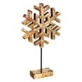 thumbnail image 3 of Wood Metallic Finish Snowflake on Stand Table Décor, Set of 2, 3 of 6