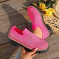 thumbnail image 4 of Loafers for Women Knit Mesh Rhinestone Platform Lug Sole Casual Slip on Walking Shoes Comfortable Dressy Flat Shoes Watermelon Red Size 8.5, 4 of 8