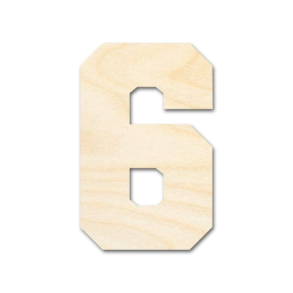 Unfinished Wood Varisty Number Six Shape 5" / 1/2"
