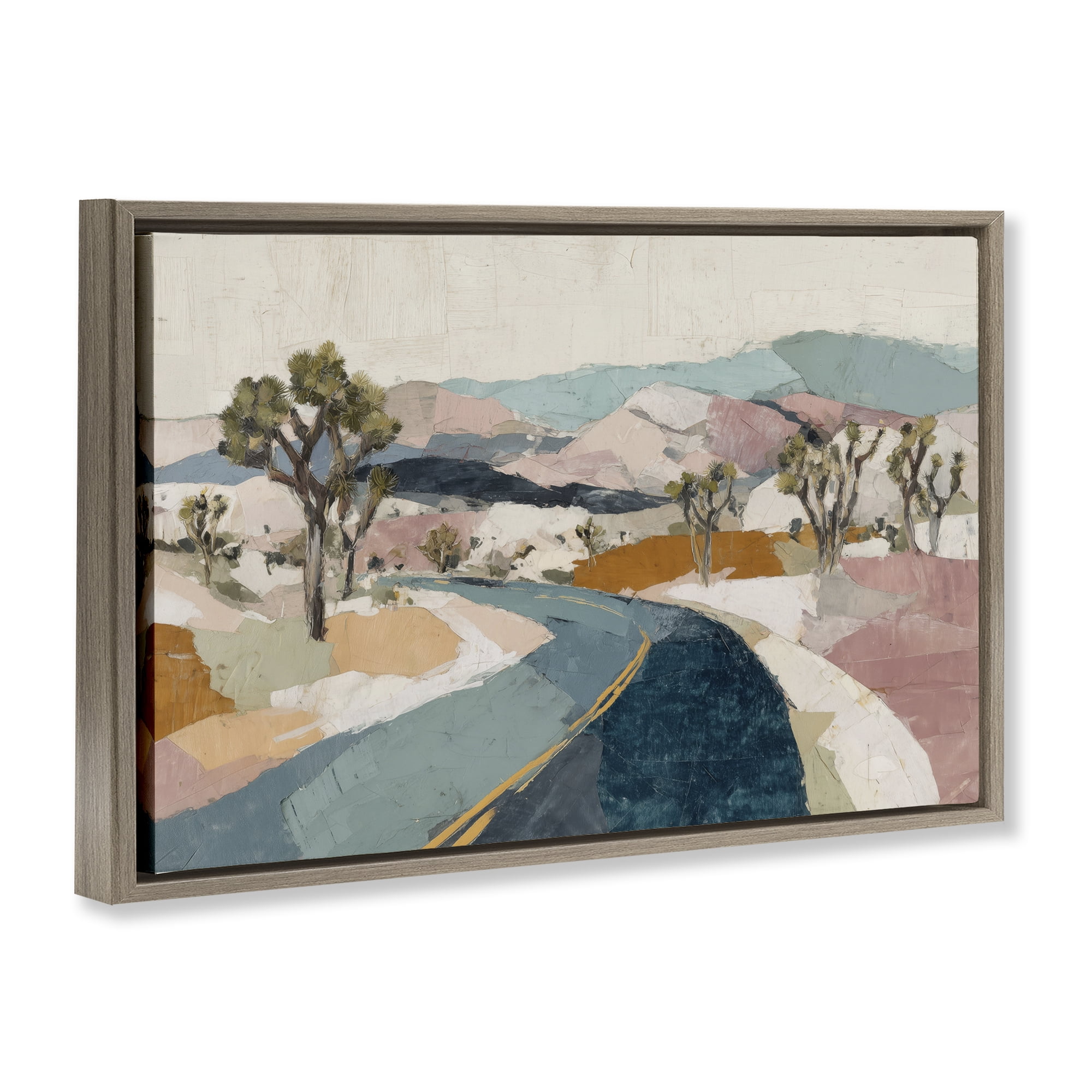 Stupell Industries Desert Highway Through Joshua Trees Brown Framed Floater Canvas Wall Art, design by Chromatic Storm Studio