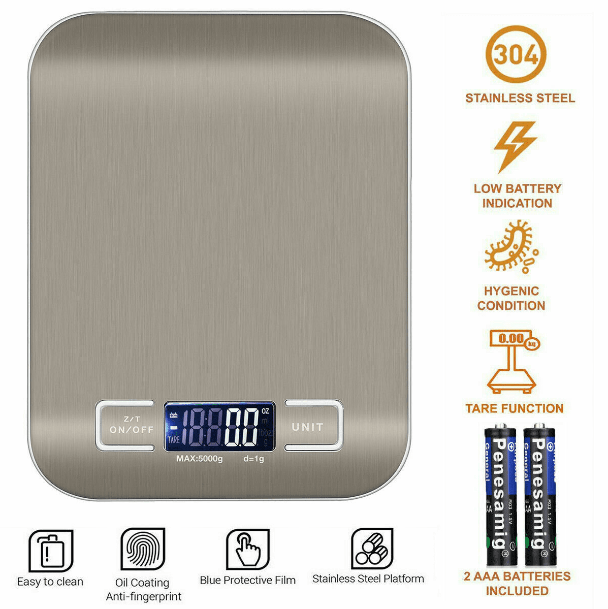 LCD Digital Kitchen Scale Diet Food Balance 5KG 11LBS Electronic Weight battery 