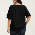 thumbnail image 4 of yillto Women Plus Size Blouse Ruffle Short Sleeve Dressy Fashion Tunic Tops Crewneck Loose Business Shirts, 4 of 7