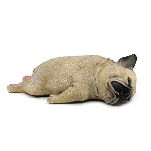 Comfy Hour Doggyland Collection, Miniature Dog Collectibles 5” Sleeping Pug Figurine, Realistic Lifelike Animal Statue Home Decoration, Fawn Brown, Polyresin