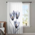 thumbnail image 4 of Light Grey Tulip Sheer Curtains 45 Inches Long, Rustic Elegant Floral Botanical Light Filering Curtains, Breathable Simi Curtain Privacy Drapes for Kitchen Bathroom Lightweight Small Window Treatment, 4 of 9