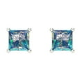 thumbnail image 3 of 1.5 Ct Princess Cut Studs Blue Moissanite 14K White Solid Solid Gold Everyday Dainty Earrings Screw Back, 3 of 7