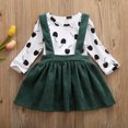 thumbnail image 2 of Toddler Kid Baby Girl Clothes Sets Long Sleeve Polka Dot Tops+Strap Bib Dress Fall Outfit Set 2pcs, 2 of 8