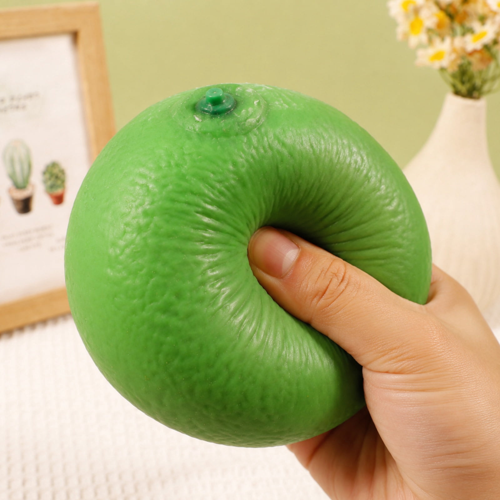Squishy Fake Lemon Stress Relief Fidget, Slow Rising Fruit Squishy Ball, Stress Relief Kawaii Gift for Adults Home Office Party Favor(Green)