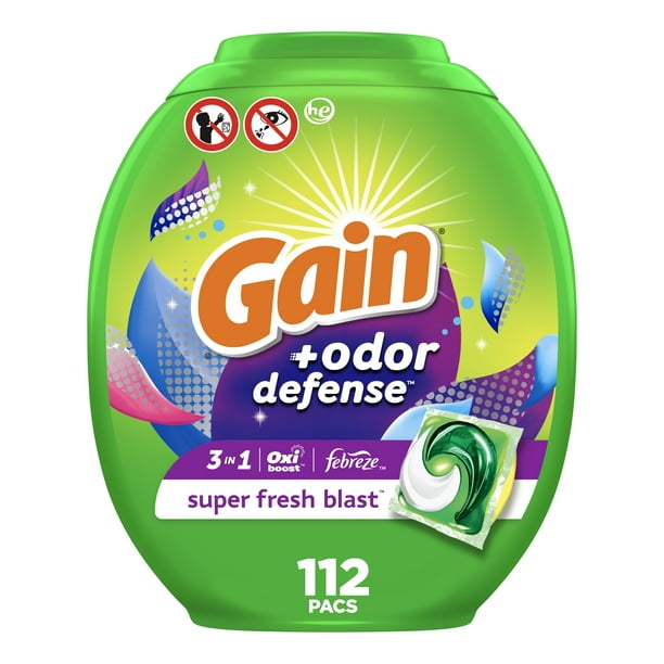 Gain Flings Laundry Detergent Pacs with Odor Defense, 112 Ct, Super Fresh