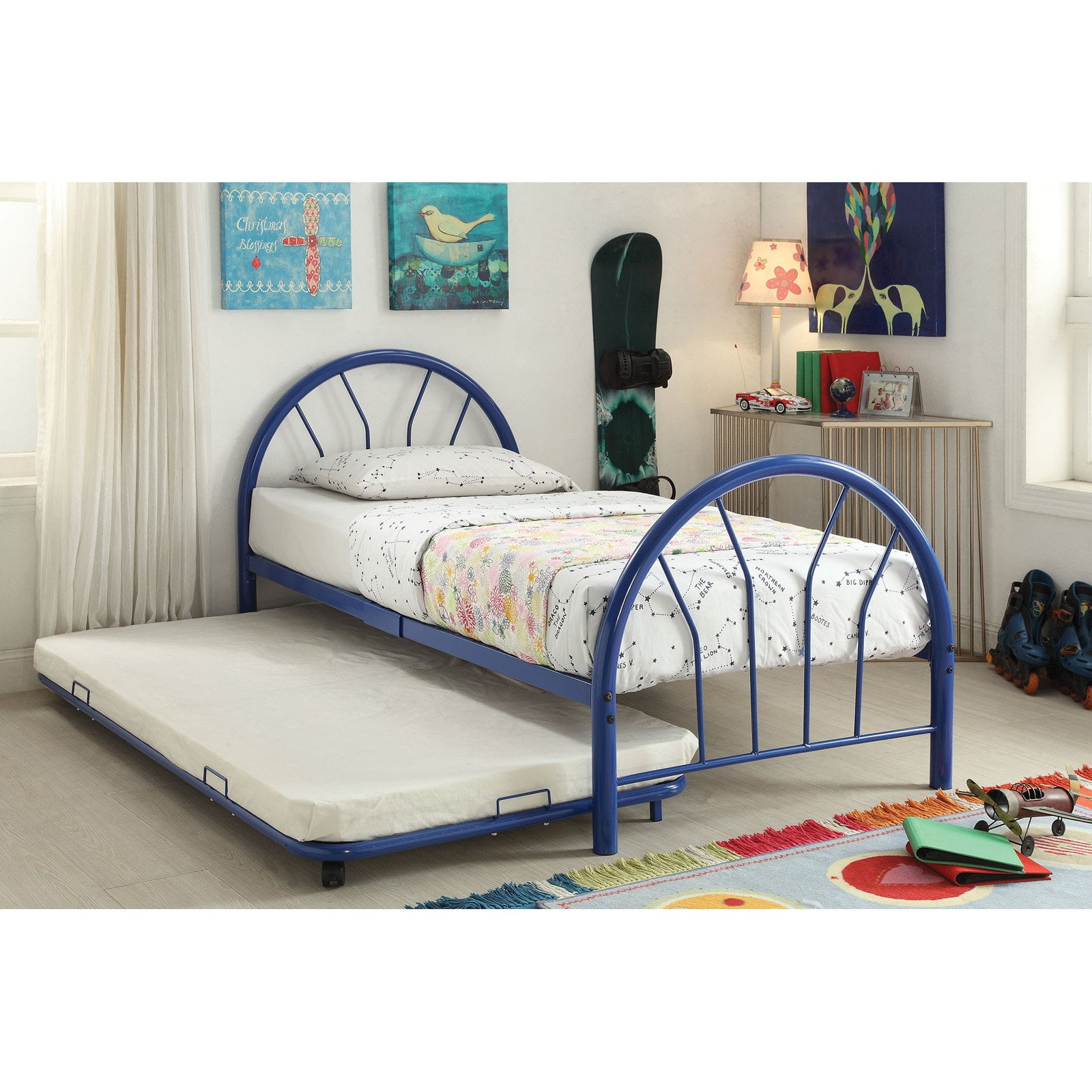Silhouette Twin Bed with Trundle, Blue