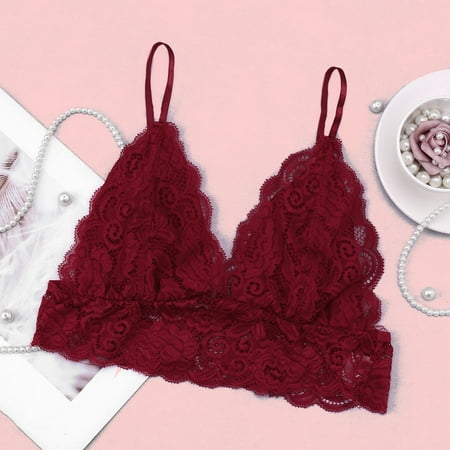 

KDDYLITQ Camisoles for Teens V Neck Lace Camisole for Women Shelf Bra Adjustable Unppaded Bralettes for Women Deep V Womens Sports Bras Athletic Works Wine S