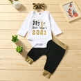 thumbnail image 2 of Penkiiy Infant Newborn Baby Girls Boys Happy New Years Bodysuit Romper Pants Set Clothes Newborn Baby 0-6 Months White on Clearance, 2 of 9