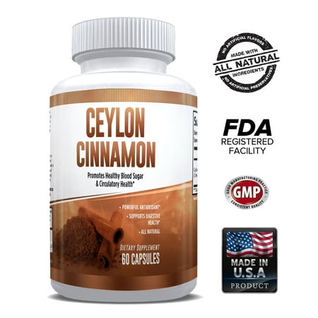 Pure Ceylon Cinnamon Capsules 1200mg – Superfood Antioxidant & Anti-Inflammatory – 100% Natural & Pure from Bark – Supports Healthy Blood Sugar, Heart Health & Digestion – for Men & Women - 1 (Best Cinnamon Supplement For Diabetes)