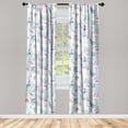 thumbnail image 3 of Ambesonne Floral Curtains, Flowers Watercolor Vintage, Pair of 28"x63", Soft Pink and Ceil Blue, 3 of 5