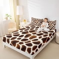 thumbnail image 3 of Castle Fairy Teens Animal Giraffe Print King Size Sheets 4pcs,Gradient Wildlife Spot Bedding,Dark Coffee Cream,1 Fitted Sheet,1 Flat Sheet and 2 Pillowcases, 3 of 6