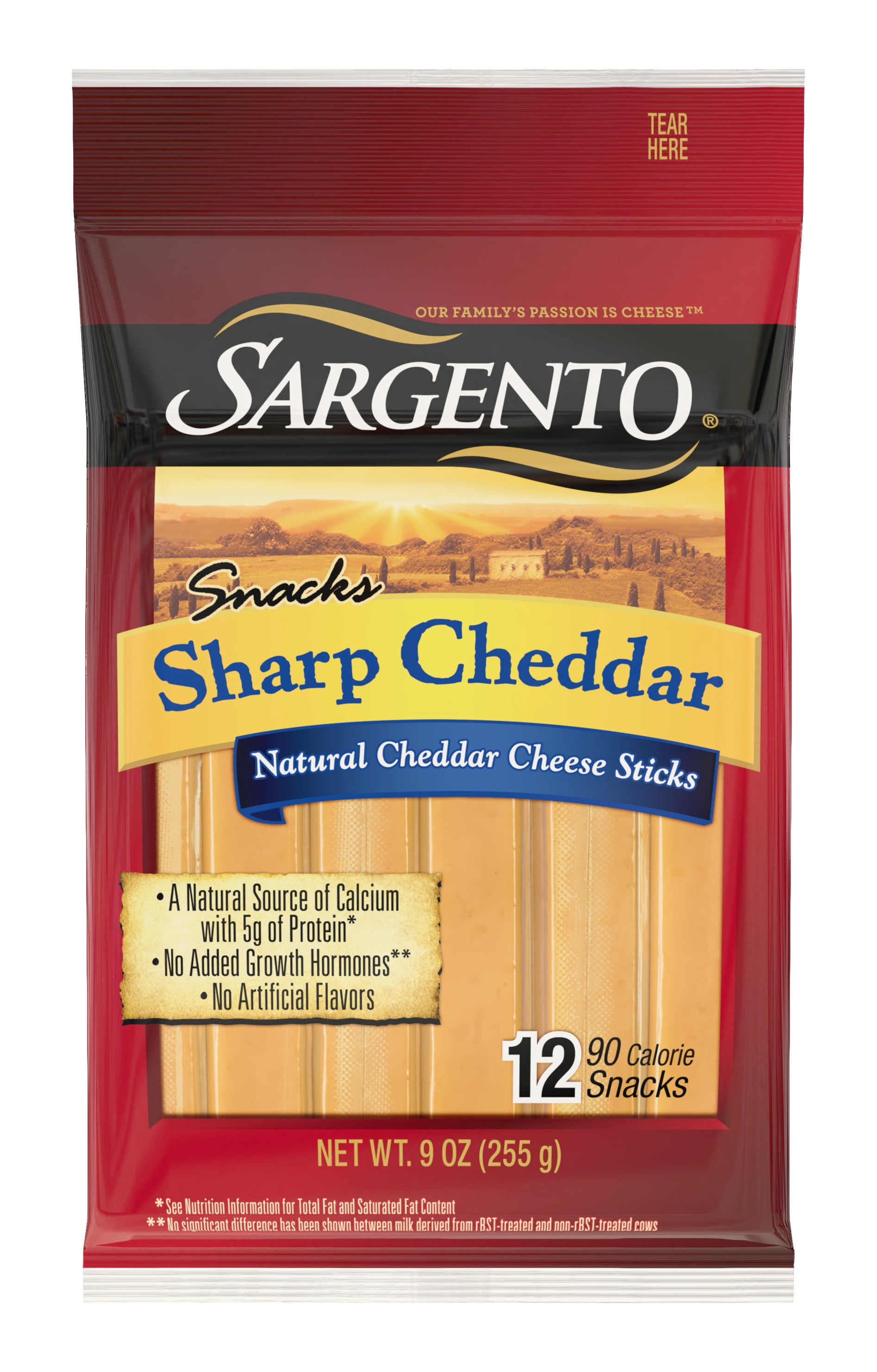 Sargento Sharp Natural Cheddar Cheese Snack Sticks 12 Count Walmart