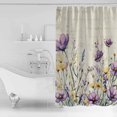 thumbnail image 4 of Small Stall Shower Curtain 48x72 Inch Narrow Half Size Purple Floral Spring Bath Curtains Bathroom Decor Watercolor Summer Botanical Vintage Waterproof Fabric Shower Curtain Set with Hooks 48 Inch, 4 of 6