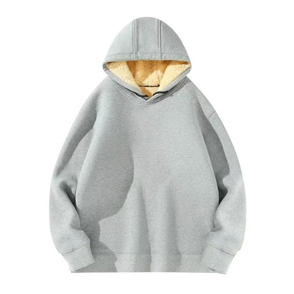 XIAOCHA Mens Sherpa-Lined Hoodies Loose Thickened Pullover Hooded Sweatshirt Winter Warm Comfy Outdoor Hoodie