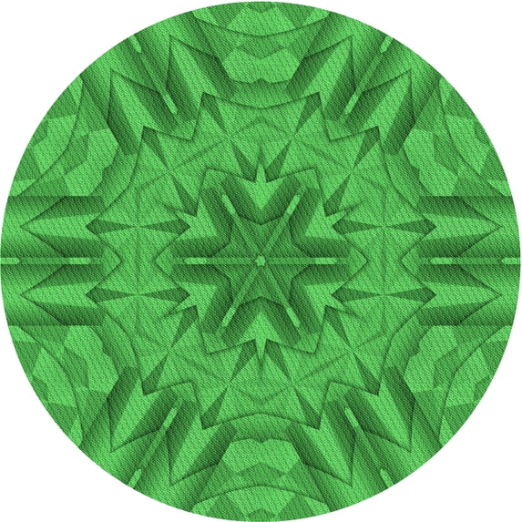 Ahgly Company Machine Washable Indoor Round Transitional Green Area Rugs, 7' Round