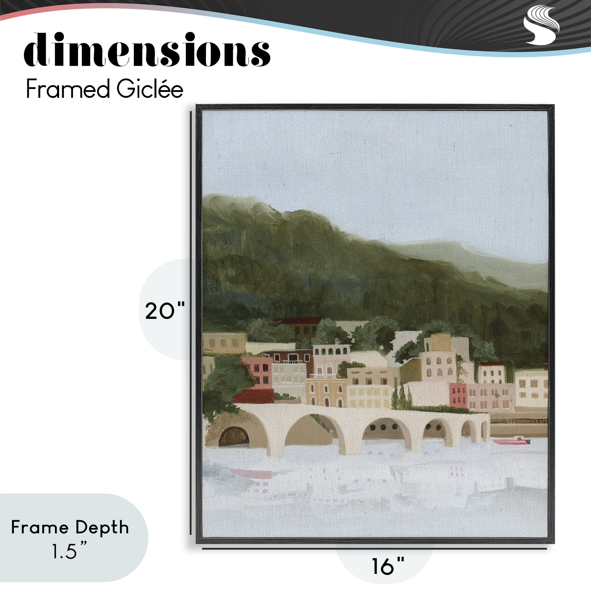 Stupell Industries Coastal Mountains By Sea Black Framed Giclee Art, design by Grace Popp