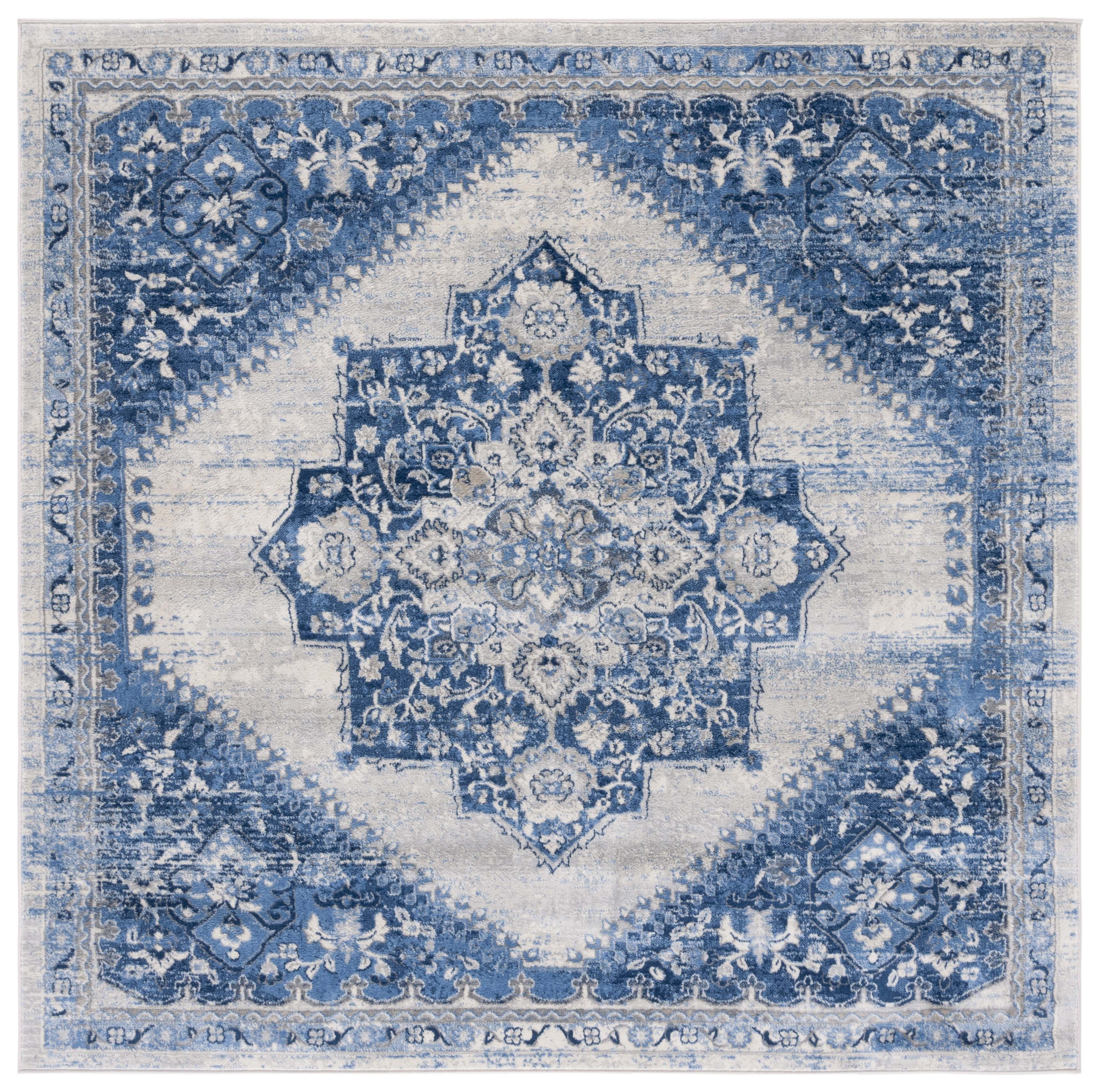 SAFAVIEH Brentwood Clotilda Oriental Area Rug, Blue/Ivory, 6'7" x 6'7" Square