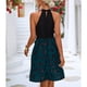 thumbnail image 2 of Vestido con estampado de bloques de Color de verano para mujer, elegante, sin mangas, dobladillo suelto, cuello Halter, vestido con cinturón para citas, 2 of 8