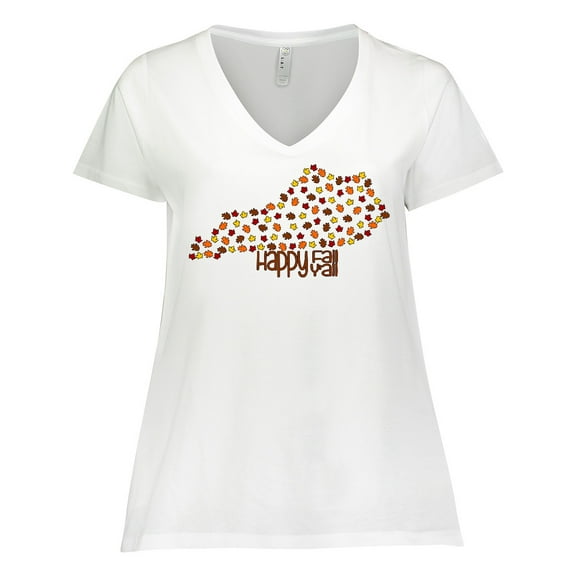 Inktastic Happy Fall Y'all Kentucky Women's Plus Size V-Neck T-Shirt