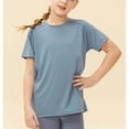 thumbnail image 6 of ZACPNCV Girls Athletic Shirts Short Sleeve Quick Dry Yoga T-Shirt Crewneck Solid Color Active Athletic Performance Tee Tops Sports Activewear Blue 6-7 Years, 6 of 9