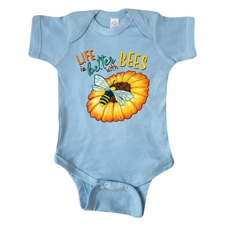 

Inktastic Life Is Better With Bees- bee on flower Gift Baby Boy or Baby Girl Bodysuit