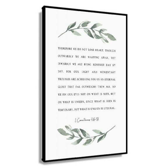 2 Corinthians 4 16-18 Bible Verse Wall Art Botanical Scripture Print Christian Wall Art Home Decor Baptism Gift Poster Landscape Printed Canvas