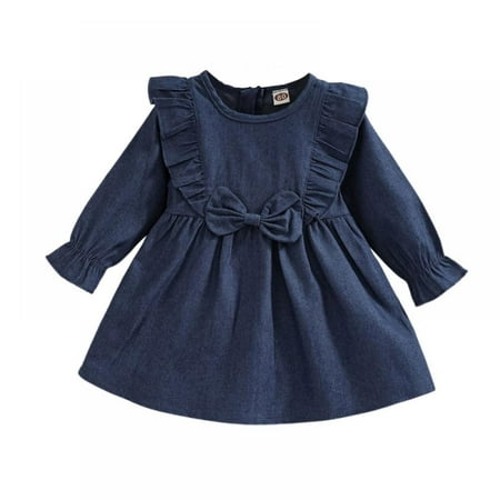 

Toddler Baby Girls Fall Winter Ruffle Long Sleeve Dress Girls Dresses