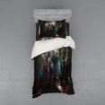 thumbnail image 2 of Ambesonne Fantasy Bedding Set 4 Pcs, Dark Forest Robots, Queen, Blue Red, 2 of 3
