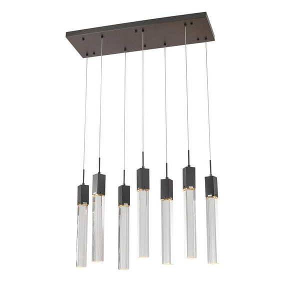 Bethel International Island Lighting Matte Black Metal & Crystal